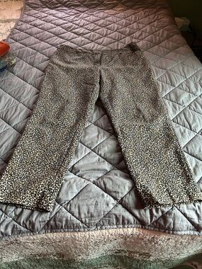 White House Black Market Leopard-Print Slim Ankle Pants in Beige and Black